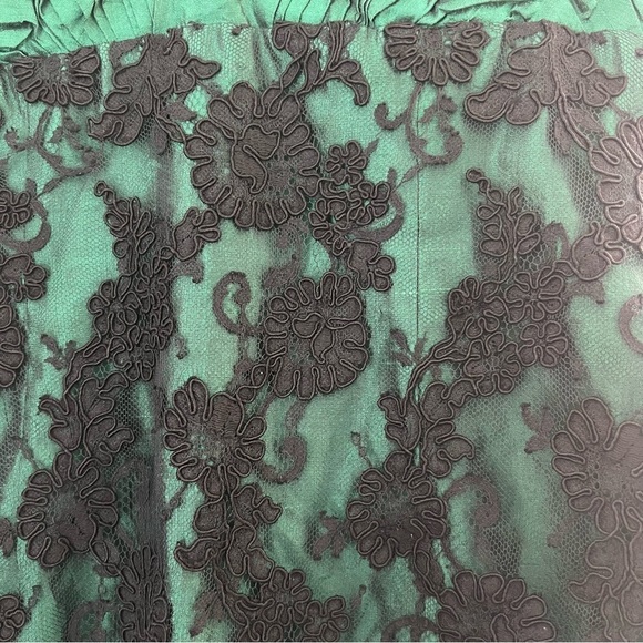 Vintage Sam Carlin Lace Overlay Strapless Dress Green Black Size 10 - Picture 5 of 14
